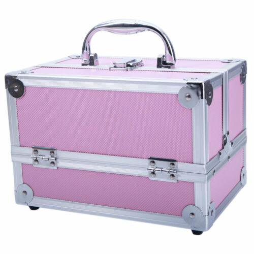 Makeup Train Case Jewelry Box Cosmetic Organizer with Mirror 9"x6"x6" Aluminum
