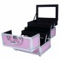 Makeup Train Case Jewelry Box Cosmetic Organizer with Mirror 9"x6"x6" Aluminum