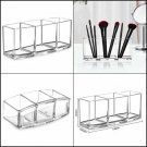 Clear Makeup Brush Holder Organizer, 3 Slot Acrylic Cosmetics Storage