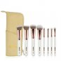 8PCS Pro Makeup Brushes + Bag Foundation Eye Shadow Eyebrow Blush Brushes White