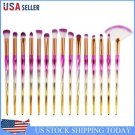15pcs 3D Diamond Fan-shape Powder Eye Shadow Eyebrow Makeup Brushes Set(D)