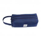 Large Capacity Double Zip Fabric Pencil Case Back To School College Make Up Bag`