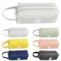 Large Capacity Double Zip Fabric Pencil Case Back To School College Make Up Bag`