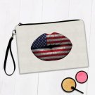 Gift Makeup Bag : Lips American Flag United States Expat Country