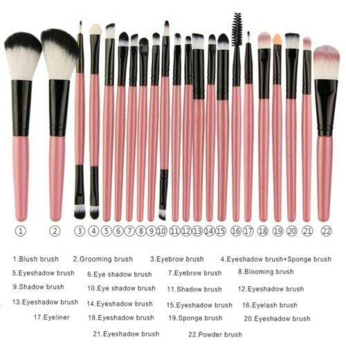 22Pcs/Set Soft Make-up Brushes Foundation Blush Face Powder Eye Shadow Brush US