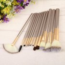 Professional 12pcs Cosmetic Makeup Powder Blush Brush Set With Leather Bag