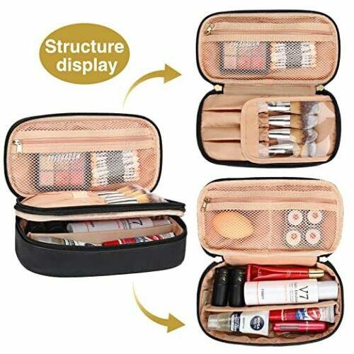 Small travel makeup bag Compact double layer women's cosmetic bag