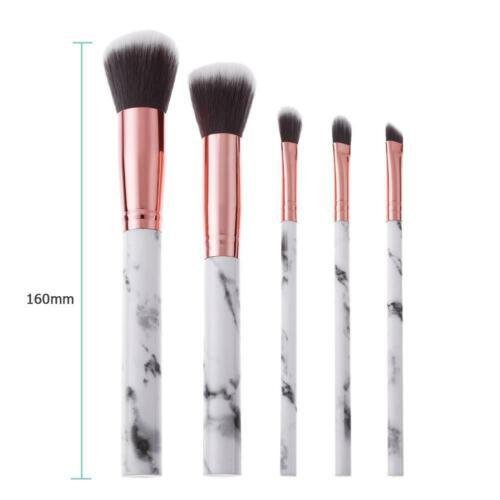 5pcs Marble Texture Eye Shadow Blush Powder Foundation Makeup Brushes Set