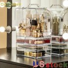 Acrylic Desktop Cosmetic Makeup Organizer Box Jewelry Storage Double Open Drawer