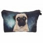 Tan Pug Dog Zippered Lined 8.5" Cosmetic Bag Travel Toilety Pencil Coin Bag New