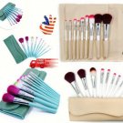 9pcs Cosmetic Makeup Brush Powder Foundation Blending Lip Brush With Bag Pro US