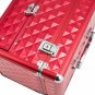 Portable Cosmetic Organizer Storage Box Beauty Makeup Train Case with Mirror Red