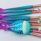 11 Piece Mermaid Makeup Brush Set - Rainbow