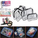 3 Piece Waterproof Travel Bag Set Transparent Makeup Toiletry Clear Wash Pouch