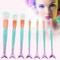7pcs Green Gradient Purple Beauty Fishtail Makeup Brush Set S1