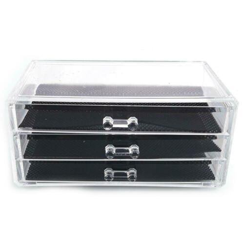 New Acrylic Clear Makeup Case Cosmetics Organizer 3 Drawer Display Storage Box