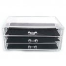 New Acrylic Clear Makeup Case Cosmetics Organizer 3 Drawer Display Storage Box