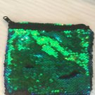 Womens Flip Sequin Makeup Bag Green and Black New