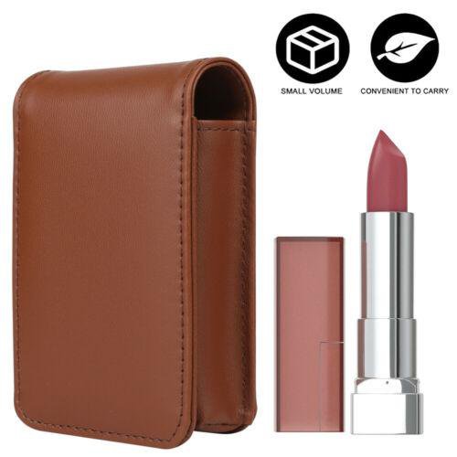 Protable Travel Mini Makeup Bag Vegan Leather Lipstick Case With Mirror Purse