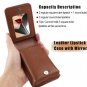 Protable Travel Mini Makeup Bag Vegan Leather Lipstick Case With Mirror Purse