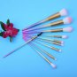 10pcs 3D Rainbow Makeup Brush Set Foundation Eyebrow Cosmetic Beauty Tool