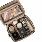 Double Layer Travel Makeup Bag with Strap, Large Cosmetic Case Organizer Black