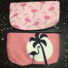 Flamingo Cosmetic Make Up Zipper Bag Pouch - Set Of 2 Bags