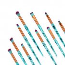 New Arrival 10Pc Mermaid Foundation Eyeshadow Contour Eye Lip Makeup Brushes Set