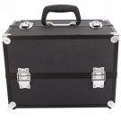 Large Makeup Train Case Cosmetic Organizer 3 Tiers Foldable Aluminum Jewelry Box