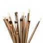 12pcs Professional Eye Makeup Brushes Set Eyeshadow Eyeliner Tool (Brown)