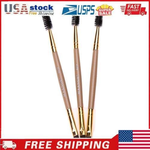 3pcs Double Head Eyebrow Brush Comb Eyeshadow Powder Eyeliner Makeup Brush