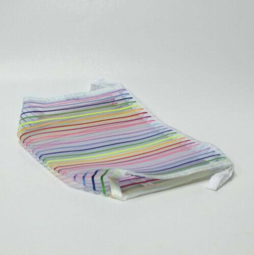 White Multi Colored Rainbow Style Zippered Mesh Makeup Cosmetic Pencil Pouch Bag