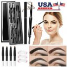 5Colors Eyebrow Pencil Retractable Slant Tip with Brush Double-end Waterproof US