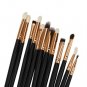 12pcs Professional Eye Makeup Brushes Set Eyeshadow Eyeliner Tool (Black)