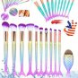 11Pcs Makeup Brushes Set Cosmetic Mermaid Eyebrow Eyeliner Face Pencil Brush US