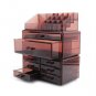 3Pcs Plastic Cosmetics Storage Rack 6 Small & 2 Large Drawers Clear Brown BR