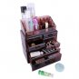 3Pcs Plastic Cosmetics Storage Rack 6 Small & 2 Large Drawers Clear Brown BR