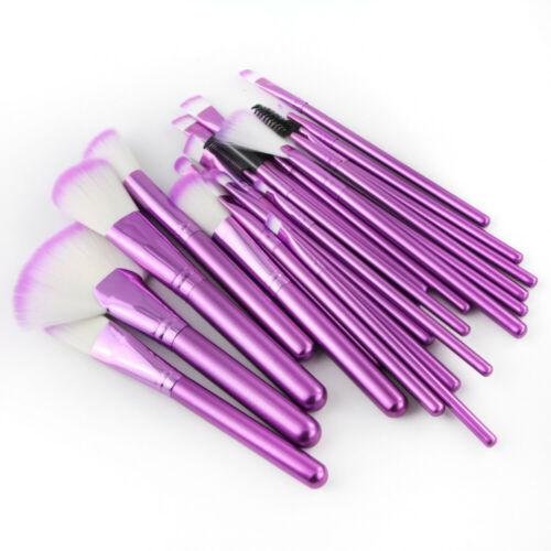 22Pcs Pro Makeup Brushes Tool Eyebrows Shadows Eyeliners Face Lip Brush & Bag US