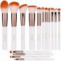 Makeup Brush Set Blending Blush Eyeliner Brush Makeup Brush Kit (15pcs,White Ros