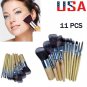 Pro 11Pcs Bamboo Handle Makeup Cosmetics Brush Kit Powder Cosmetic Tool Brushes