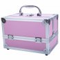 Aluminum Makeup Train Case Jewelry Box Cosmetic Organizer With Mirror Pink BR
