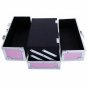 Aluminum Makeup Train Case Jewelry Box Cosmetic Organizer With Mirror Pink BR
