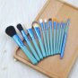 12Pcs Pro Blue Cosmetic Makeup Brushes Set Foundation Kabuki Brushes Woman Need