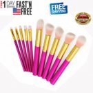 10Pcs Makeup Brush Eyeshadow Blush Foundation Liquid Xmas Gift For Girl Woman US