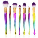 7pcs Mermaid Makeup Brushes, Dreamy Fish Scale Handle Fishtail Brush Set