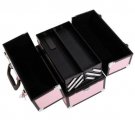 14"Handle Aluminum Makeup Train Case Jewelry Box Cosmetic Organizer Storage Pink