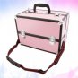 14"Handle Aluminum Makeup Train Case Jewelry Box Cosmetic Organizer Storage Pink