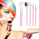 5pcs Blusher Foundation Powder Eyeshadow Eyebrow Lip Makeup Brushes Set Kit