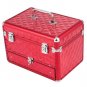 Pro Makeup Train Case with 24 compartments Nail polish storage and 1 Drawer Red