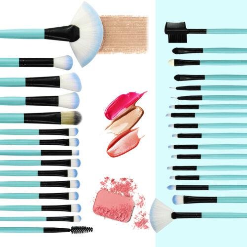 32Pcs Makeup Brushes Eyebrow Face Lip Pencil Brush Set Pink &Blue 2Set New